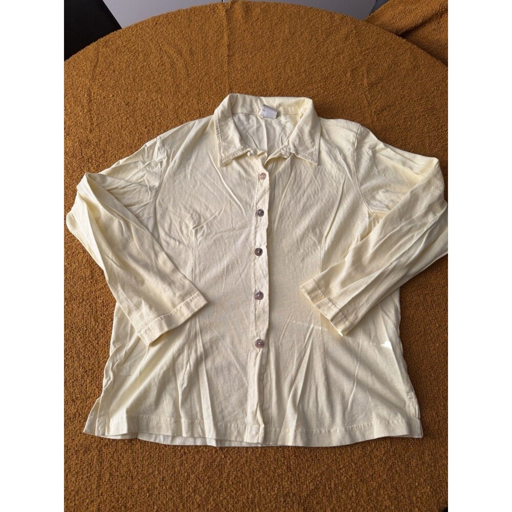Cotton Connection Womens Light Yellow Button Down Shirt Size S